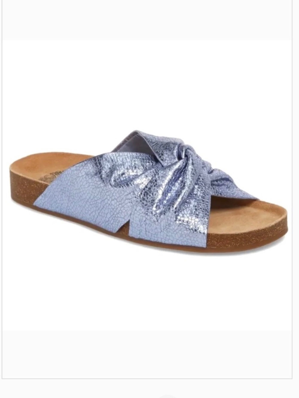 Vince Camuto Bimint Leather Knot Slide Sandals Cool Blue SZ 9
